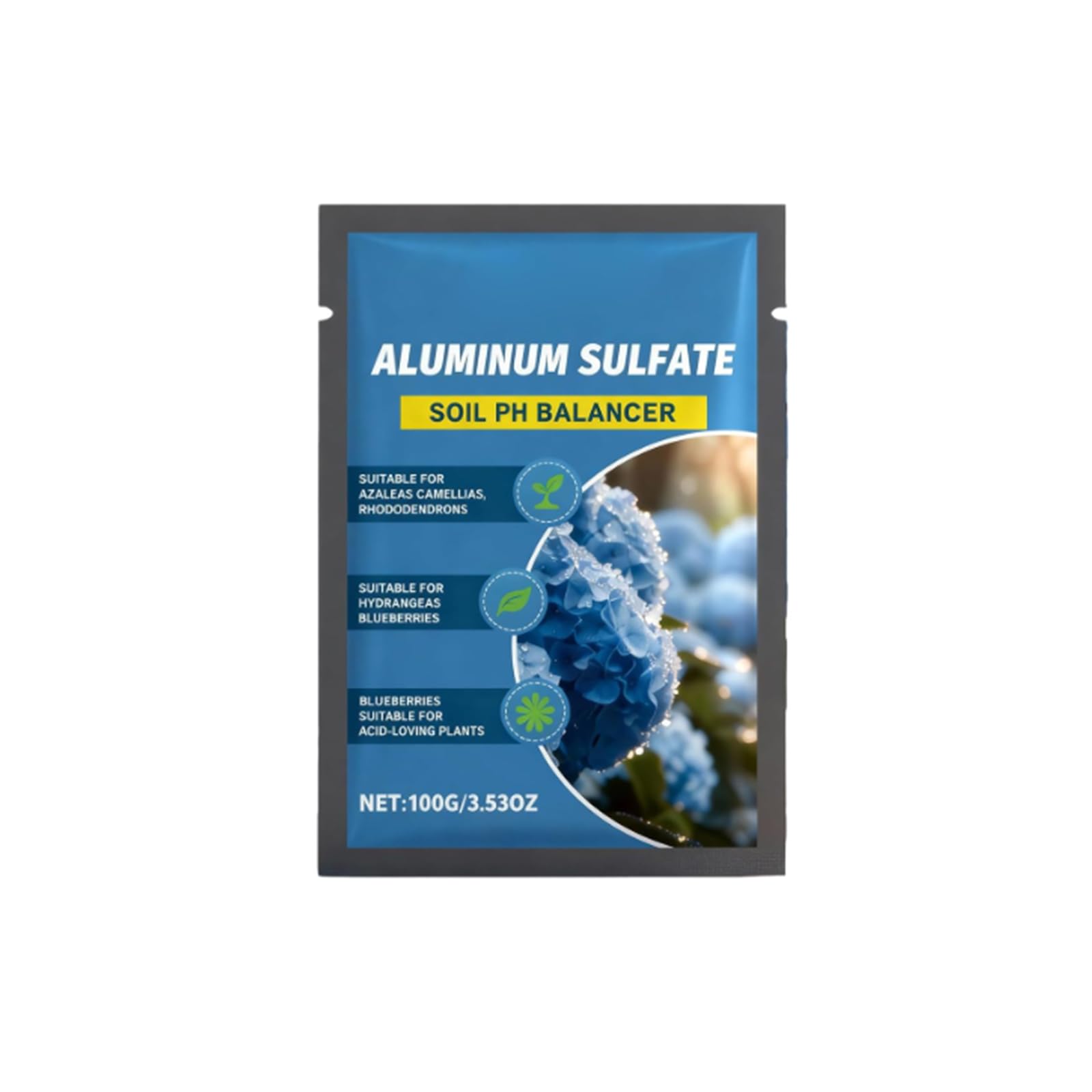Hydrangea Feed & Soil Acidifier - Blue Hydrangea Fertiliser for Plants, Aluminium Sulphate,Acidic Soil Improver for Garden,Dilutable Formula to Turn Hydrangeas Blue,100g