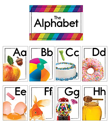 Carson Dellosa Photographic Alphabet Bulletin Board Setâ€”Alphabet Letter Cards and Header With Upper and Lowercase Alphabet Letters, Bulletin Board Decorations for Homeschool or Classroom Decor (27 pc)