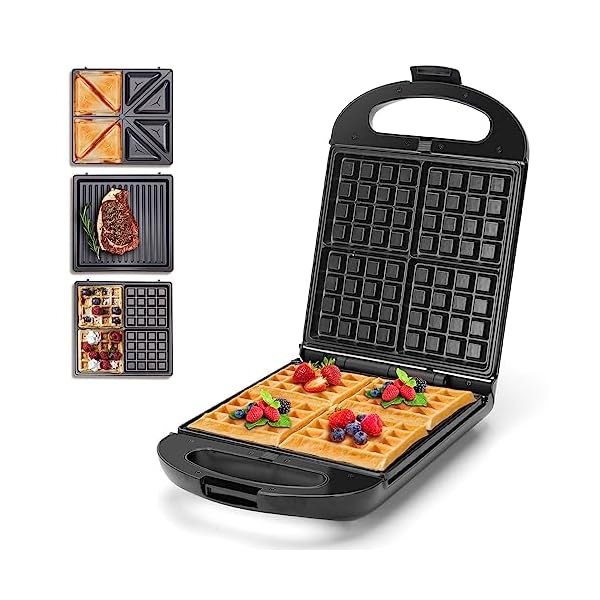 Sandwich Maker 3 in 1, Taylor Swoden 4 Slice Waffle Maker 1200W Panini Press Grill with Non-stick Plates, Double-Sided Heating, Indicator Lights, Cool Touch Handle, Easy to Use & Clean, Black Sandwich Maker 3 in 1, Taylor Swoden 4 Slice Waffle Maker 1200W Panini Press Grill with Non-stick Plates, Double-Sided Heating, Indicator Lights, Cool Touch Handle, Easy to Use & Clean, Black