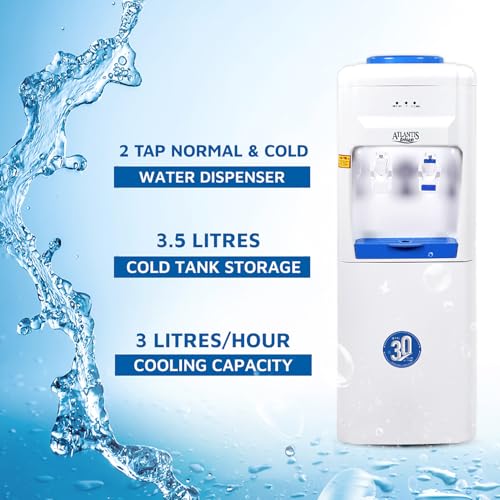Image of ATLANTIS Blue Normal & Cold Floor Standing Water Dispenser | 2 Faucets | 3L per Hour Cooling Capacity