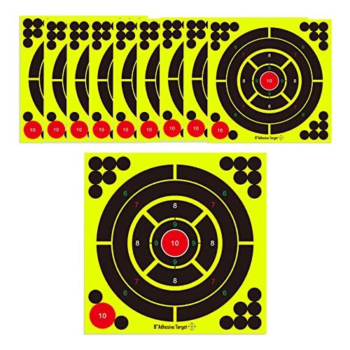 20 Piezas Diana autoadhesiva 8 * 8 Pulgadas Blanco de Tiro Autoadhesivo Objetivos de Salpicaduras Almohadillas de Papel de 10 Anillas para Rifles de Aire comprimido en Interiores y Exteriores Cover