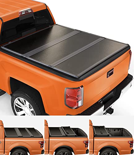 TIPTOP Tri-Fold Hard Tonneau Cover Truck Bed FRP On Top for 2007-2023 Silverado / Sierra 1500 & 2007-2019 2500 3500 HD 6.6ft Bed (78.9") |Not for CarbonPro Bed| TPM3 |