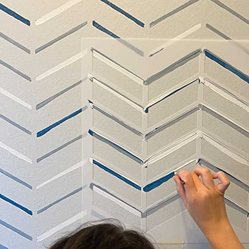 Modern Split Chevron Stencil - Geometric Wave Allover Continuous Pattern Best Vinyl Large Stencils For Painting On Wood, Canvas, Wall, Etc.-Xs (9.5" X 11")| Brilliant Blue Color Material #TOP7