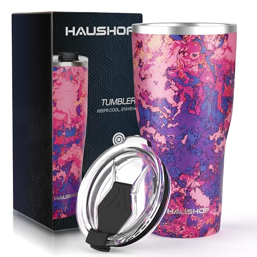 HAUSHOF 20 oz Tumbler, Stainless Steel Vacuum Coffee Tumbler, Durable Insulated Tumbler Cups for Hot and Cold Drinks, Portable Water Tumbler with Lid for Office, Camping, Sports