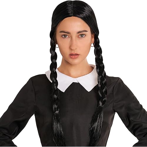 Scary Girl or Indian Girl Wig, Wednesday, Pocahontas, Braided Black Wig, High Fashion Quality Hair Wigs For Women; Braided Wigs; Halloween Costume Wig, Halloween Wigs