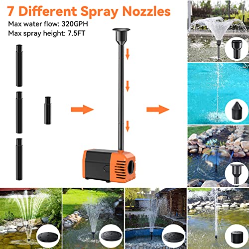 Image of POPOSOAP 20W Solar Water Pump, Solar Powered Water Pump Outdoor with 320GPH Solar Pump, 7 Sprayers, 16.4ft Cable, 6.6ft Tubing for Outdoor Pond, Fish Tank and Garden Water Features