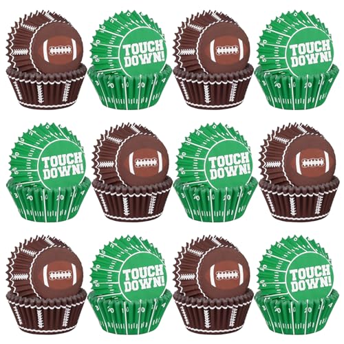 Football Party Supplies: 300-Count Football Cupcake Liners & Wrappers - Game Day, Birthday, and Tailgate Parties - Premium Football Cake Decorations - Football Party Favors