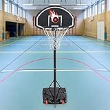 Transportable Korbanlagen, Basketballkörbe, Bodenmontierter Basketballständer, Basketballständer Höhenverstellbarer Basketballkorb Basketballanlage mit Rollen (Schwarz und Weiß)