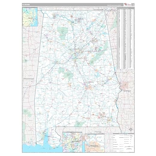 2026 Alabama Laminated Wall Map - Large Format