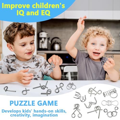 Steemjoey 8 Stück Knobelspiele Metall, Metalldraht Puzzle, Metallpuzzle Metallknobellei Set Denkaufgabe IQ Test Lernspielzeug Party Mitgebsel Kindergeburtstag für Erwachsene Kinder