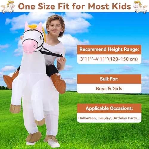 Disfraz inflable de caballo para niños tamaño infantil miniatura 3