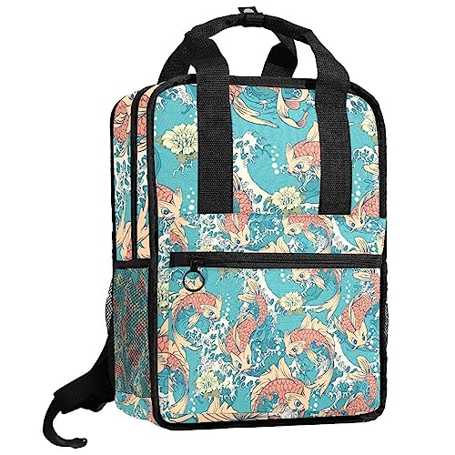 Sac à dos enfants motifs carpes japonaises multicolore doté de sangles ajustables confort
