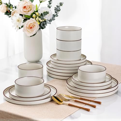 LeRatio Geschirrset für 6 Personen, Steingut Geschirr Set 18-tlg,...