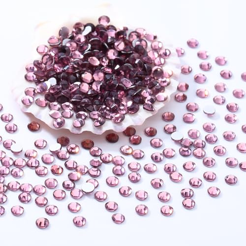 Image of Light Amethyst Flatback Rhinestones, Glass Rhinestones for Nail Art and Craft, Glue Fix, Loose Crystal Gemstones(Lt.Amethyst, SS6, 1440pcs, 1.9-2.0mm)