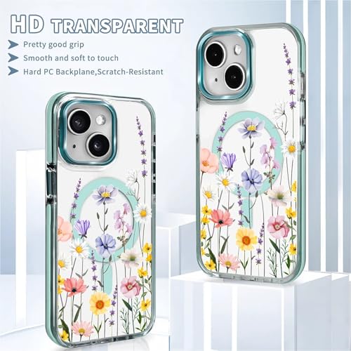 Coque iPhone 14 compatible MagSafe transparente mauve antichoc