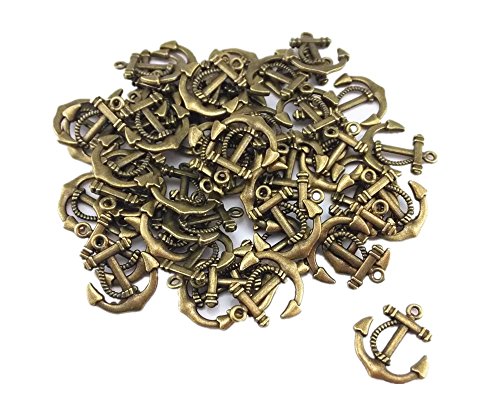 yueton 50pcs Vintage Anchor Sign Metal Charms Beads Pandent Jewelry Making Accessory...