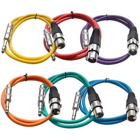 Seismic Audio SATRXL-F3BGORYP 3-Feet XLR Female to 1/4-Inch TRS Patch Cables - Multiple Colors Cover