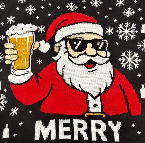 Ugly Christmas Sweater Men: Funny Snowflake Santa Hilarious Xmas Claus Soft Pullover Long Sleeve Knitted Sweaters4