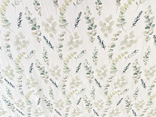 Tissu eucalyptus popeline 100 % coton au mètre vert blanc pour couture de 2 mètres