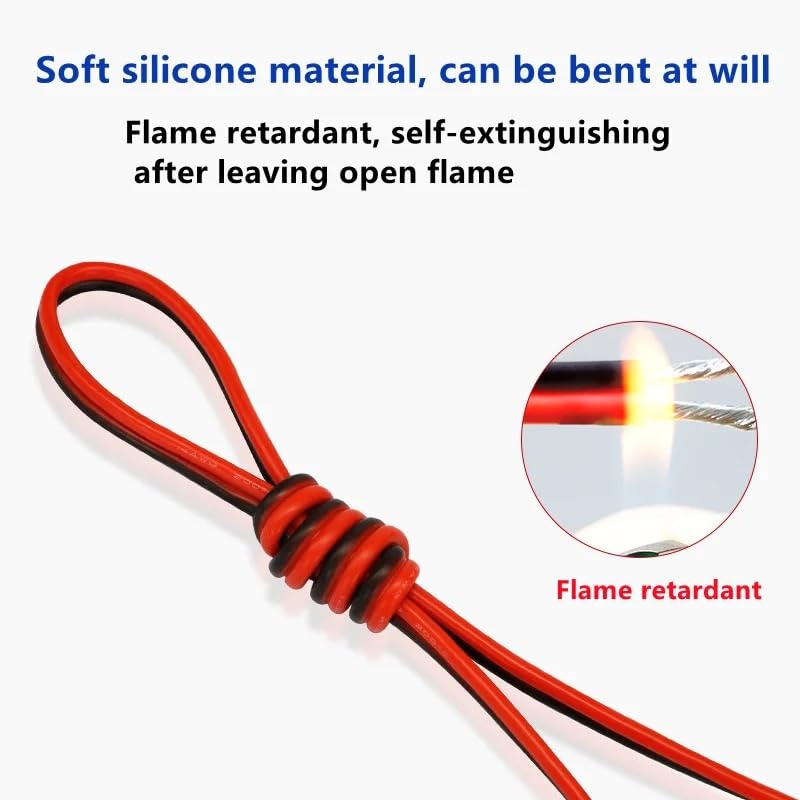 2/5/10m 極薄シリコン赤黒平行線 2P 耐高温・耐低温 -60℃～200℃ 錫メッキ銅 26-8AWG DIY LEDケーブル