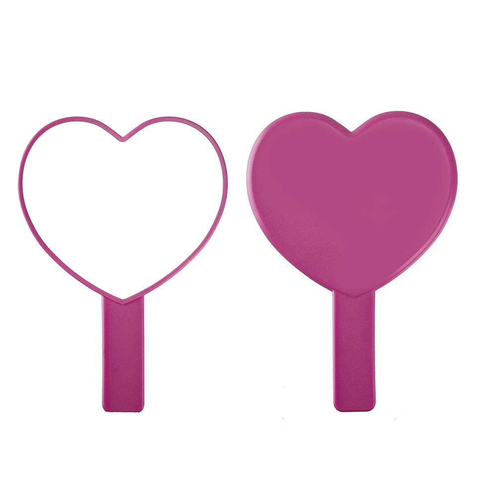TBWHL Heart-Shaped Travel Handheld Mirror, Cosmetic Hand Mirror with Handle, Cute Hand held Mirror for Shaving Single-Sided Portable Travel Vanity Mirror for Men & Women (Rose Red, 1Pack)