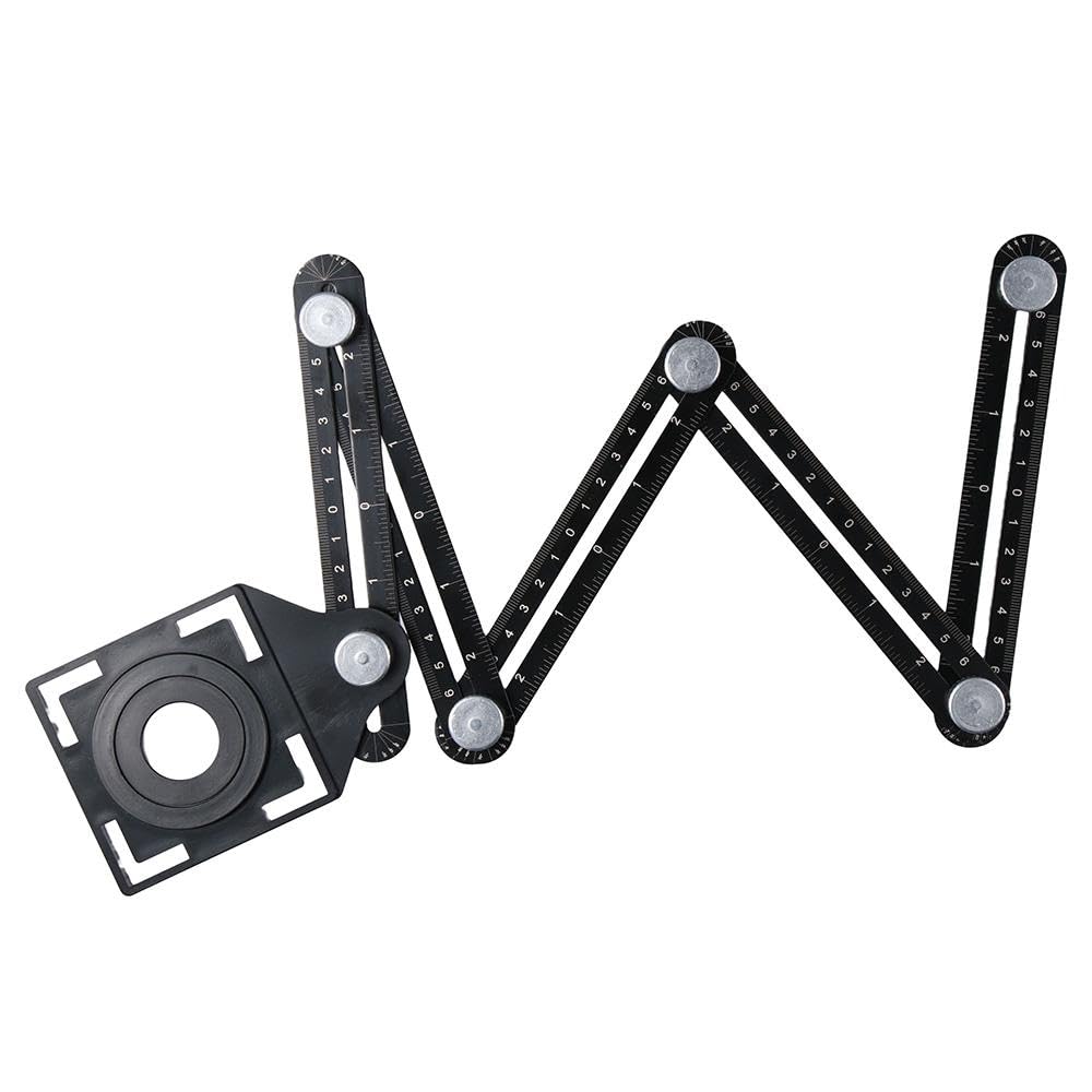 Urjumpea Aluminum Alloy Multi-Function Angle Ruler with Hole Punch Locator and Tile Opening Hole Measuring Tool
