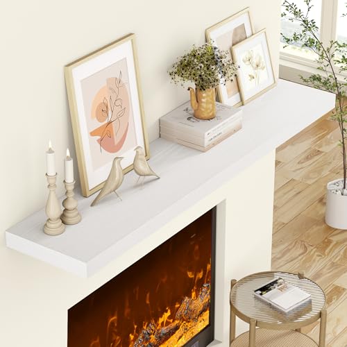 Image of 36 Inch Floating Shelves, 12 Inch Deep Floating Shelves for Wall, Extra Deeper & Thicker Wooden Wall Shelf with Invisible Brackets, Shelf for Bedroom Living Room Home Decor(White, Set of 2)