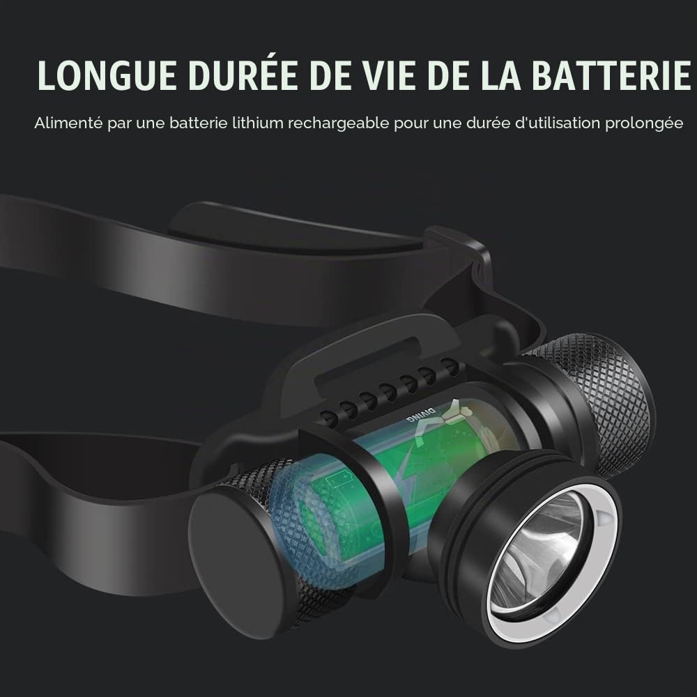 WINDFIRE 5 000 lumens lumière sous-marine, lumière frontale sous-marine, 5 modes lampe frontale sous-marine, IPX8 étanche submersible 60 mètres de sécurité tête de plongé