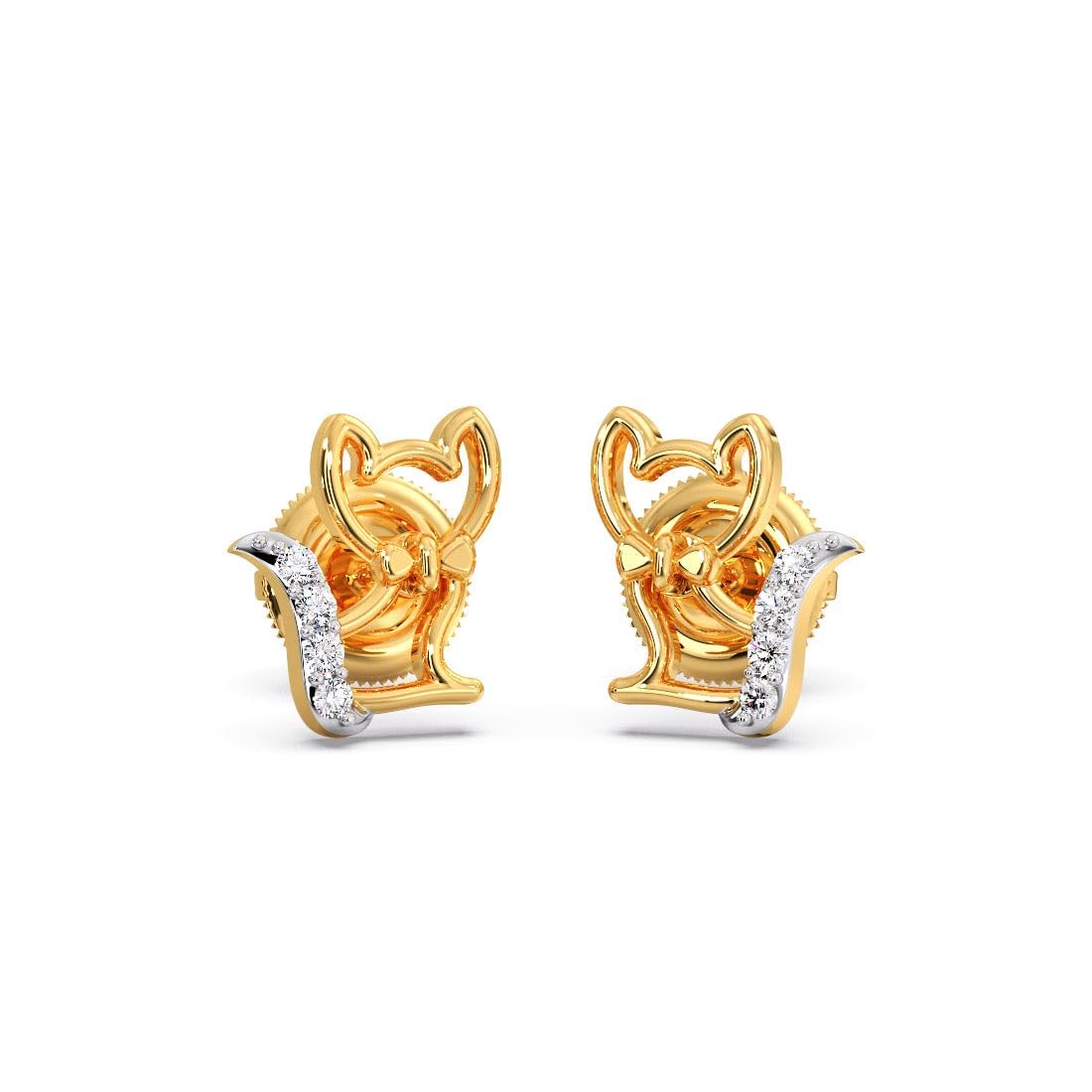 CANDERE – A KALYAN JEWELLERS COMPANY 18K BIS Hallmark Pure Yellow Gold and certified SIIJ Real Diamond Stud Earring for Kids with Screw Back closure