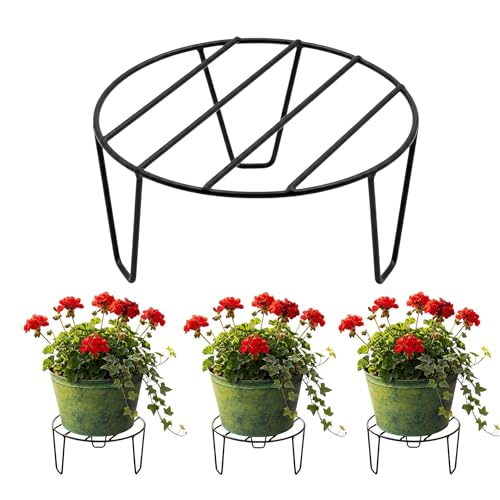 Image of Plant Stand Set of 4, Round Metal Flower Pot Holder, Black