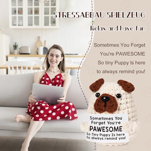SPERMUOY Positive Hund Geschenke,Gehäkelte Kuscheltiere Hund Emotional Support Geschenk,Pocket Positive Pocket Hug Positive Kartoffel.