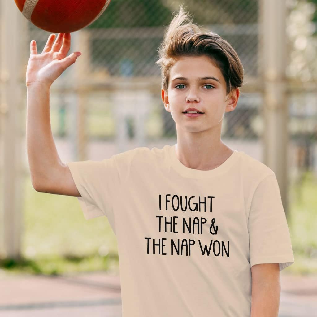 I Fought The Nap & The Nap Has Won Kids' T-Shirt - Funny Saying T-Shirt - Printed Tee Shirt for Kids