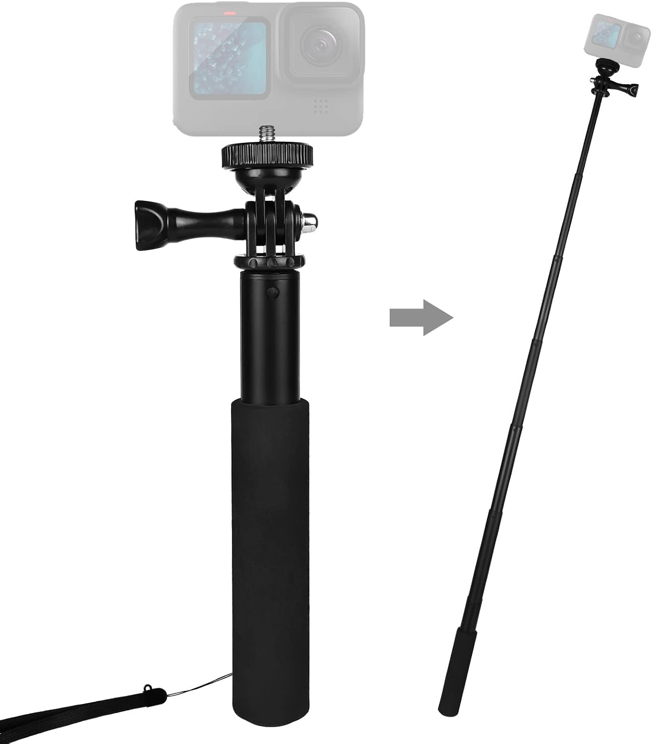 Selfie Stick Télescopique 120 Cm SJCAM – Fibre De Carbone, Pour Smartphone, GoPro, Insta360