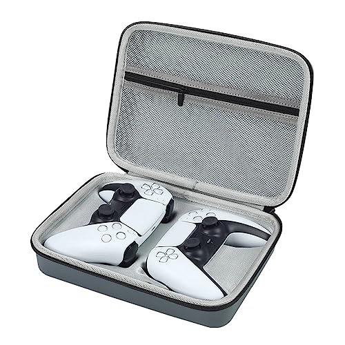 Bolsa Dupla Compatível Com Controles PS5 PS4 Nintendo Switch Pro XBox Cinza Com Alça de Mão em EVA Rígido Proteção Transporte Viagem