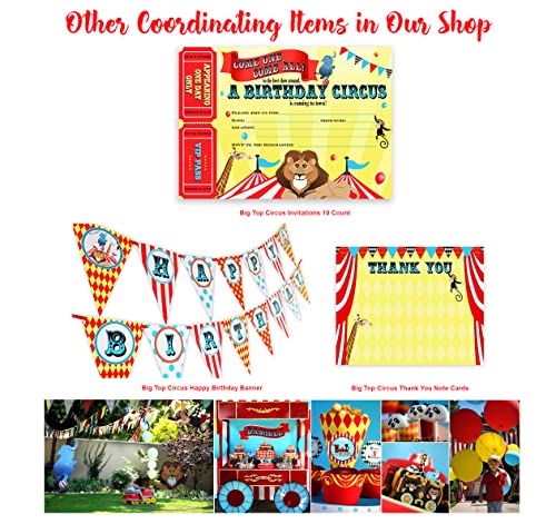POP parties Big Top Circus LARGE Invitations - 10 Invitations 10 Envelopes