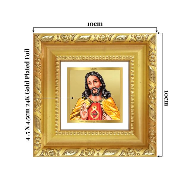 Image of DIVINITI Jesus Christ 24K Gold Plated Foil Tabletop Photo Frame for Home Decor, Prayer Room, Living Room, Office, Luxury Gifting | DG Frame 103 S1A (10x10 CM)