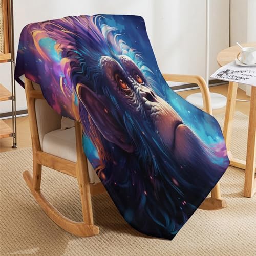 Couverture en polaire flannel gorille 130x150cm légère pour lit