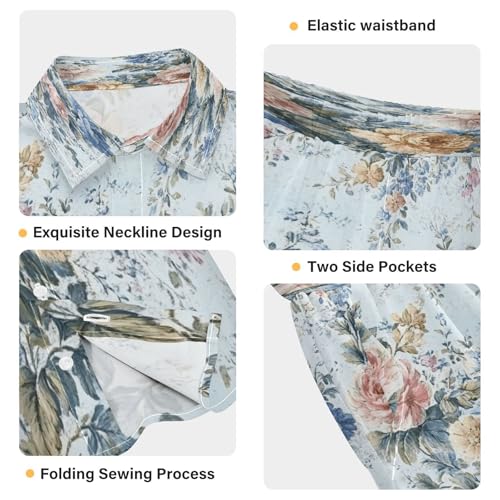 Boccsty Pink Blue French Floral Boy Summer Shorts Sets Hawaiian Toddler Boys T-Shirt & Pants 2 Pcs 3T4