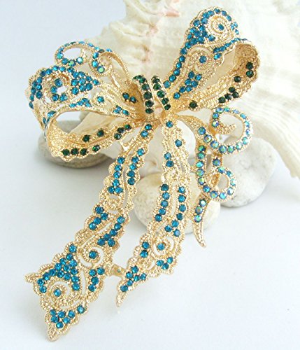 Image of 4.13 inch Rhinestone Crystal Bowknot Brooch Pin Pendant Wedding Prom Jewelry BZ5823