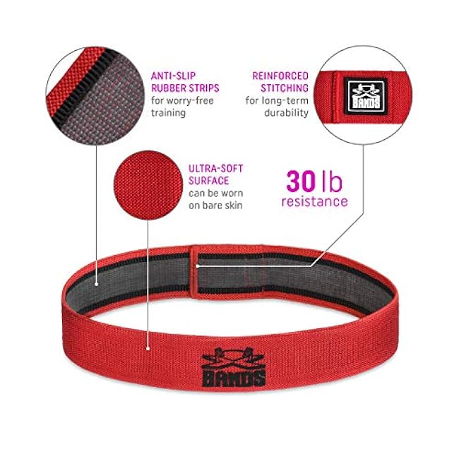 The X Bands Exercise Resistance Bands - Non-Slip Extra Thick Fabric Hip Loop Booty Bands - 20, 30, 40, 50 lb - Fitness Workout for Legs, Butt Training, Stretching, Yoga