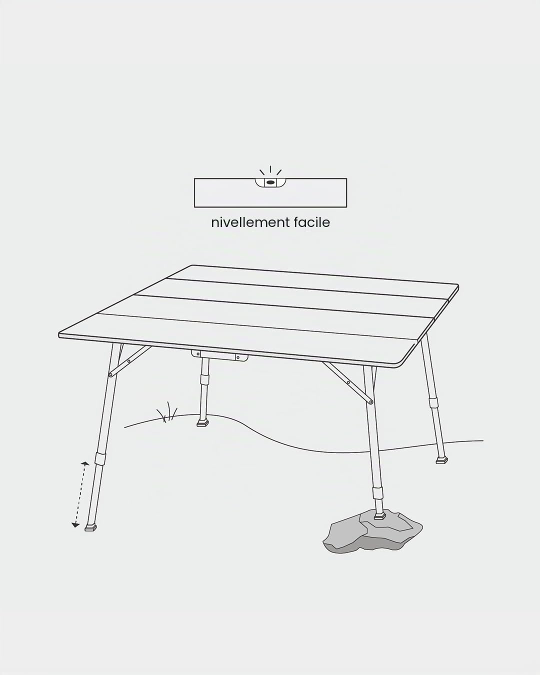 qeedo Quick Kimmy - différentes Tailles - Tables de Camping pour l'extérieur en Aluminium et Bambou, Pliables, réglables en Hauteur, compactes, légères, Stables et Robustes - 2/4 / 6 Personnes