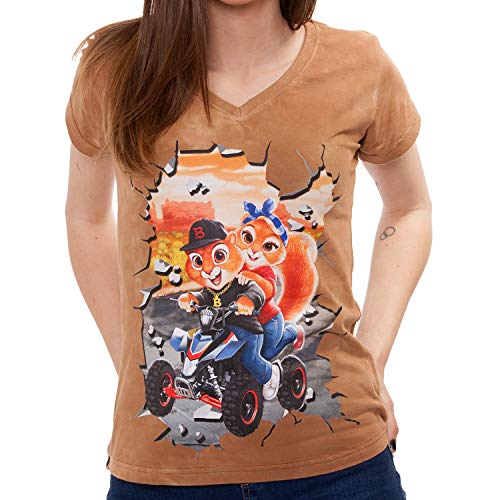BLAICER Camiseta para Mujer Manga Corta con Cuello en V - T Shirt Ardillas con Efecto Tie Dye (S) Cover