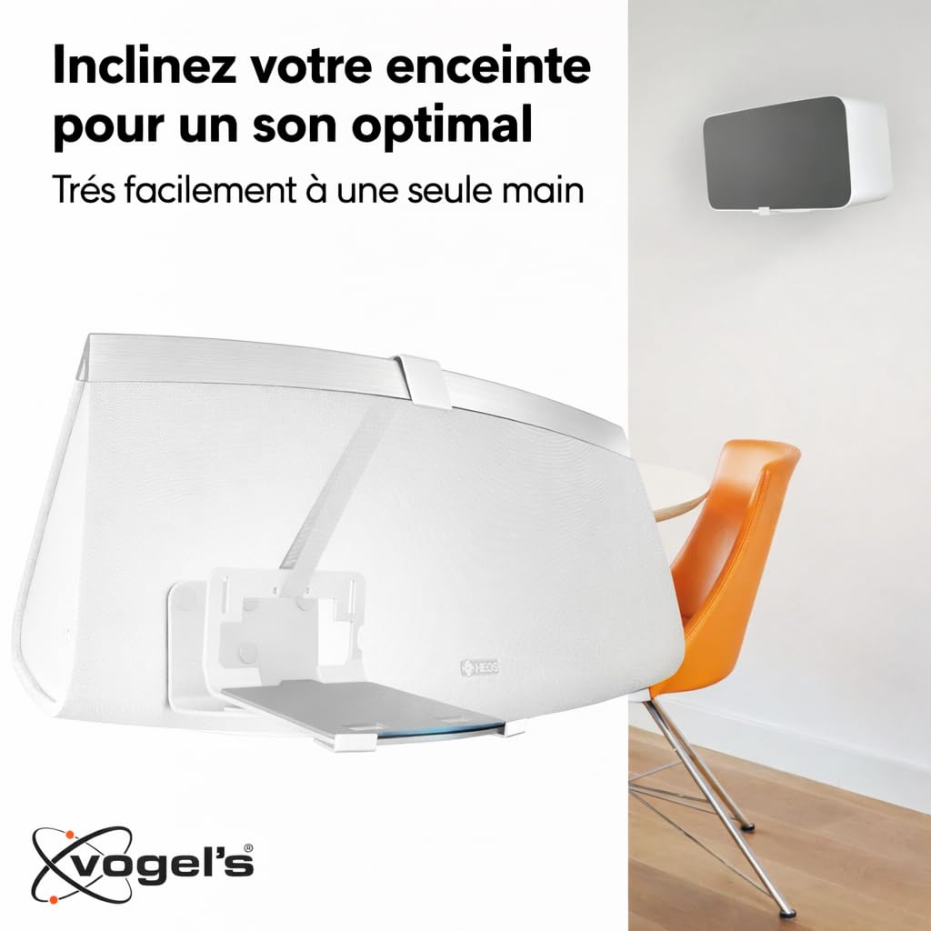 Vogel's Sound 3205 Support Mural Universel pour Enceintes, Orientable Jusqu'à 70º, Inclinaison Jusqu'à 10º, Poids Max. 6,5 Kg, Convient Ã‰Galement pour Sonos Five, Denon HEOS 5 & 7, Blanc (1x)