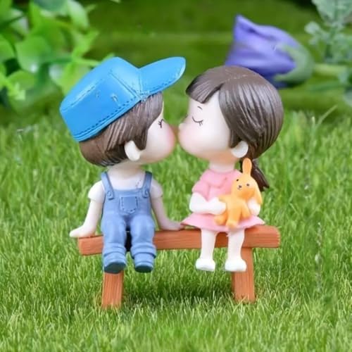 Image of SATYAM KRAFT 12 Set Romantic Couple Love Sitting on Bench Miniature Showpiece Valentine Gift for Girlfriend Boyfriend Husband Wife Wedding Anniversary Birthday Home Decor Statue Resin Decorative Idol.