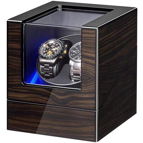 ANWBROAD Cajas Giratorias Para Relojes Automáticos, Nueva Caja Giratoria Para Relojes Automáticos con Acabado Lacado Piano, Caja Giratoria con 4 Modos de Rotación, Motor Silencioso, JWW001E
