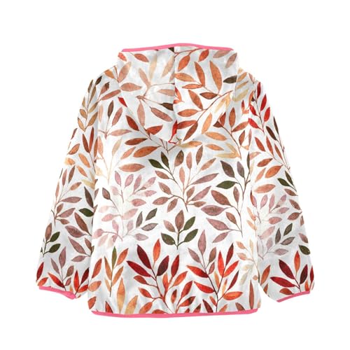 OTVEE Watercolor Autumn Leaves Kids Hoodie Jacket Fall Spring Full Zip Warm Outwear Coat2