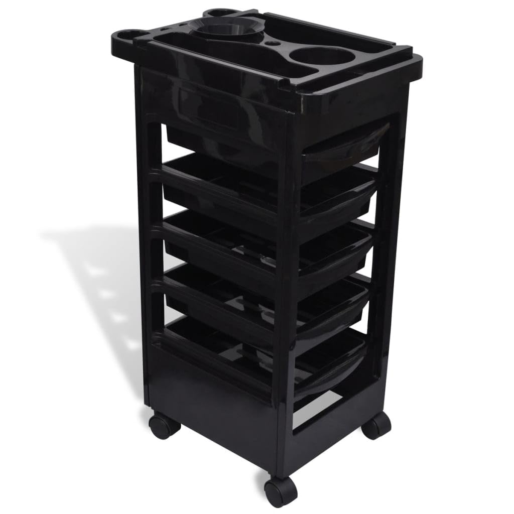 SKM Carrito de plástico con Ruedas para peluquerías,Salud y Belleza,Cuidado Personal,Cuidado lar,Negro,5.2 kg,110104