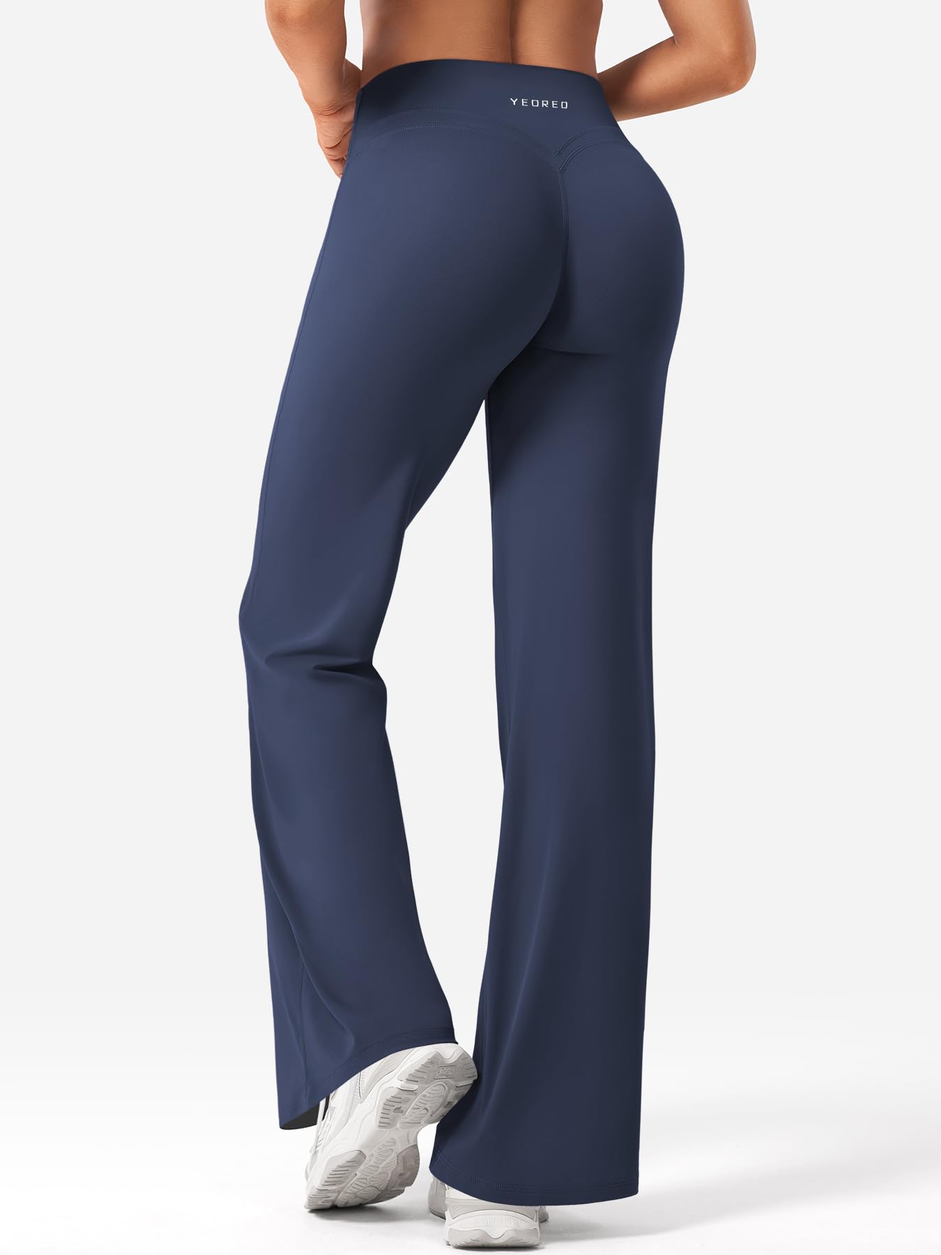 YEOREO Legging droit invisible pour femme, taille haute, sans couture avant, jambe large, opaque, élastique, évasé, doux, sans couture, pantalon de sport