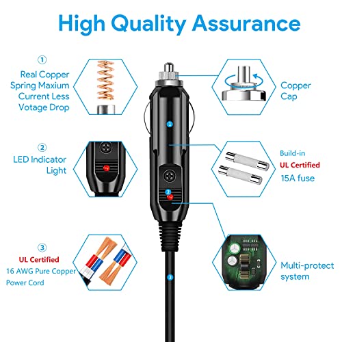 12V/24V Car Charger Compatible with ALLWEI 300W 500W Portable Power Station 280Wh Solar Generator 78000mAh CPAP Backup Battery Pack DC Adapter Power Supply Cord Charging Cable - Image 4