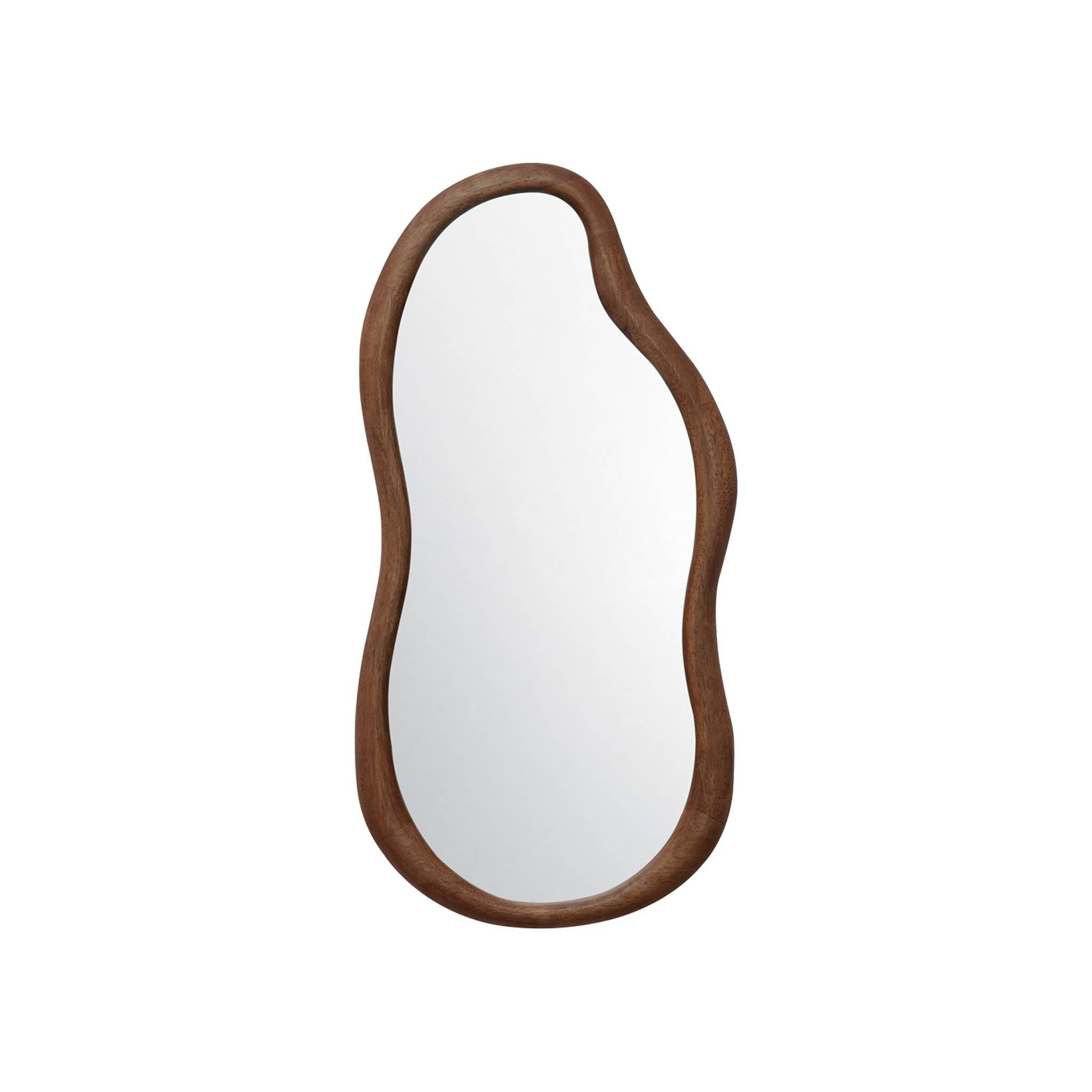 sweeek - Miroir organique AUSTIN en bois d'hévéa. couleur noyer. 70 cm